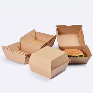 生分解性クラフト紙ハンバーガーボックス使い捨て耐油性バーガークラムシェル包装卸売 - Product Image 4