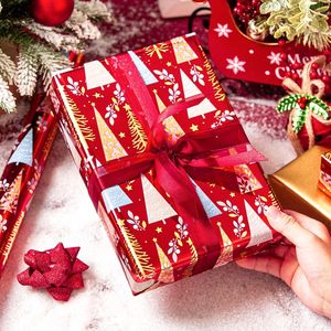 MAYPLUSS Christmas Wrapping Paper Roll 17in X 33ft Red Tree Design Gift Craft Packaging - Product Image 6
