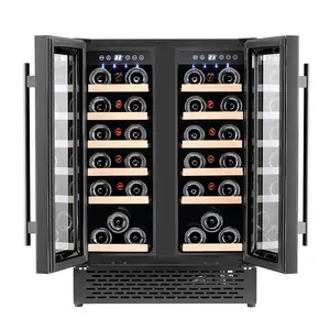 Özelleştirilmiş OEM 120L 36 şişe çift bölge şarap soğutucu buzdolapları şarap ve içecek soğutucular