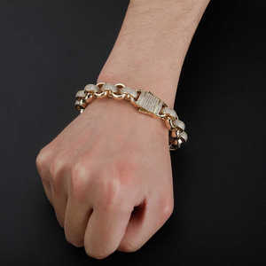 Elegant 925 Sterling <b>Silver</b> Moissanite Bracelet with VVS Stones Hip Hop Chain Luxury Jewelry Accessory Gift - Product Image 1
