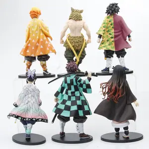 Anime colecionável estilo moda, 6 peças, versão em pé, figura de mata-demônios, tanjiro Zenitsu, conjunto de anime de brinquedo