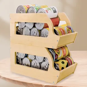 Youlike Soda Can Dispenser Rack Bamboo,Can Dispenser Beer Soda Storage Rack Refrigerador para despensa Gabinete <span class=keywords><strong>de</strong></span> cocina - Product Image 1