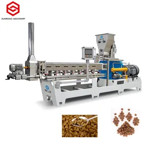 Stainless steel full production line kibble dry dog cat pet food making extruder