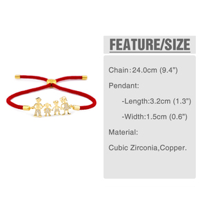 ASJEWELRY <span class=keywords><strong>Pulsera</strong></span> Tejida, Joyería Familiar, Oro, Colgante de Papá, Mamá, Hijo, Hija, Protección, <span class=keywords><strong>Pulsera</strong></span> de Hilo Rojo 2606 Brtb07 - Product Image 6