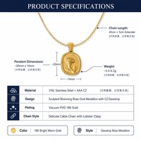 Collier pendentif fleur rose en acier inoxydable plaqué or 18 carats, style vintage français, prêt à être expédié en gros