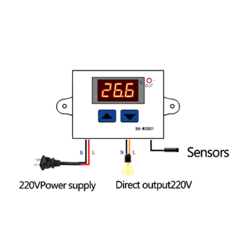 DC 48V W3001 Digital Led Temperature Controller 10a Thermostat Control Switch Probe Xh-w3001 Xh 3 Months 60*45*31mm 10A Relay(图4)