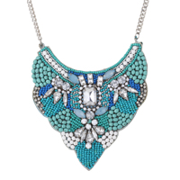 Nouveau Collier Ethnique Fait Main Perlé de Pierres Bleu Ciel pour Femmes et Filles, Bijoux Tendance en Perles de Rocaille, Cadeau, Prix de Gros