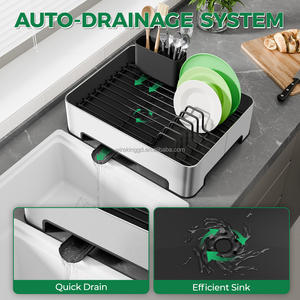 WIREKING Étagère de rangement de cuisine en acier inoxydable, accessoires organisateurs, égouttoir à vaisselle sur l'évier, égouttoir à vaisselle de comptoir - Product Image 3