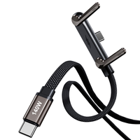 Câble tressé en nylon à charge rapide 240W avec support pour téléphone, câble USB-C, cordon de charge multi-appareils