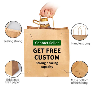 Túi giấy <span class=keywords><strong>kraft</strong></span> màu nâu thân thiện với môi trường, tái chế, sang trọng, dùng để đựng đồ ăn mang đi & quà tặng/thủ công, in logo tùy chỉnh - Product Image 3