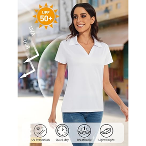 Chemise à col en V pour femme, tenue de bureau décontractée, confortable, manches 3/4, haut à col - Product Image 4