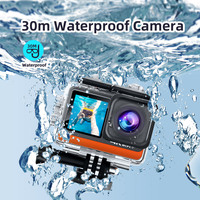 Caméra d'action Ausek 4K 60FPS, double écran tactile, WiFi, stabilisation, 30MP, 170 ° Caméra sportive grand angle avec support pour changer les filtres