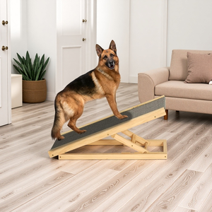 Rampe pliable réglable en bois massif pour chien avec tapis antidérapant, escalier portable pour animaux de compagnie, échelle de voiture pour chats, motif animal - Product Image 1