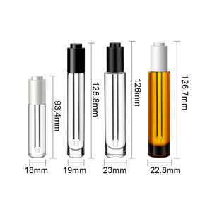 Flacons compte-gouttes en verre cylindriques vides de 15 ml/10 ml/5 ml, compte-gouttes à pression pour huile essentielle, sérum, soin de la peau, emballage cosmétique, décalcomanie - Product Image 6