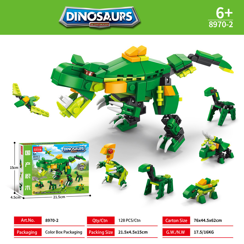 6 in 1 Dinosaur LEGO Building Block Set for Boys - DIY Toy