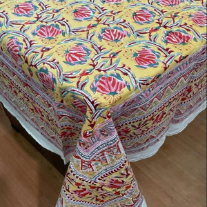 Dernière vente en gros de nappe en coton imprimé bloc fait à la main ensemble de serviettes de table motif floral couverture de table de mariage indien pour la maison - Product Image 1