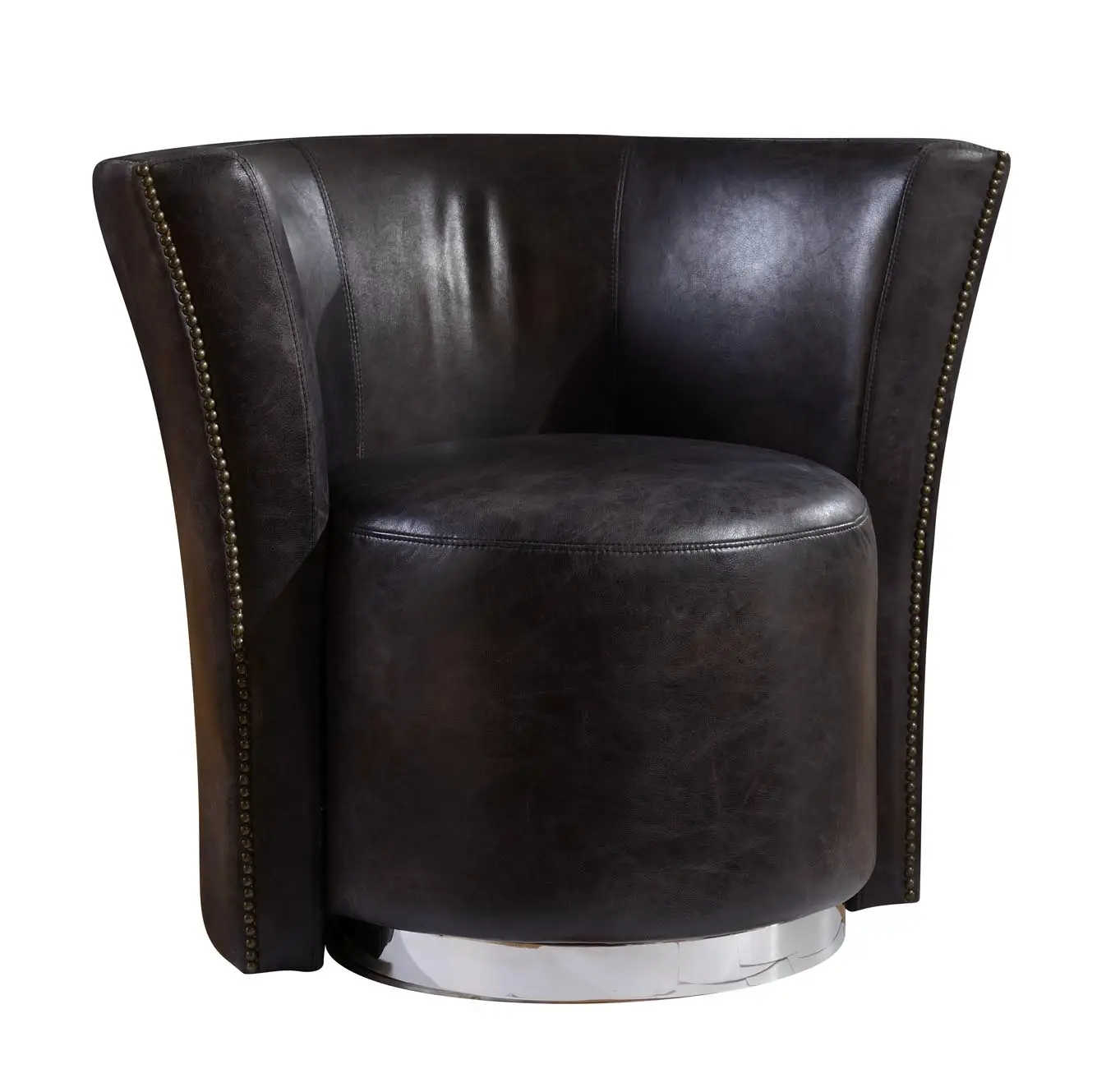 Stile inglese antico classico americano poltrone vintage in pelle invecchiata accento sedie girevoli di lusso unico club poltrona