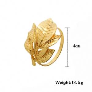 Prêt à expédier des ronds de serviette en or en forme de feuille pour les mariages/fête/Noël - Product Image 6