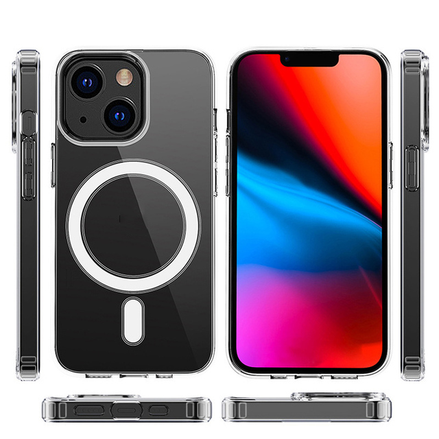 Magnetic Clear Case for Iphone 15 14 Pro Max,Transparent Mobile Cover for Iphone 13 Pro Max,Wireless Charger Magnetic Phone Case
