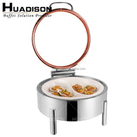 Matériel hôtelier Huadison, réchauds en acier inoxydable, réchauds ronds de luxe, ensemble de réchauds pour garder les aliments au chaud pour les banquets et les fêtes