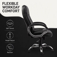 Chaise de bureau ergonomique et moderne, pivotante, en cuir noir, pour maison et bureau, vente en gros