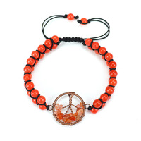 Tissé Perlé Rose Quartz Améthyste 7 Chakra Guérison Cristal Pierre Naturelle Bracelet de Pierres Précieuses avec Charme Réglable pour Cadeau de Vie