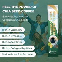 Mélange instantané de café au collagène et au chia avec glutathion, 10 sachets, mélange de café superalimentaire, bien-être quotidien, fournisseur de marque privée
