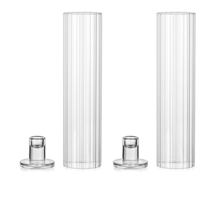 High-End tempat lilin keamanan Hotel tahan angin kaca pola vertikal braket dekoratif tempat lilin transparan lentera - Product Image 5