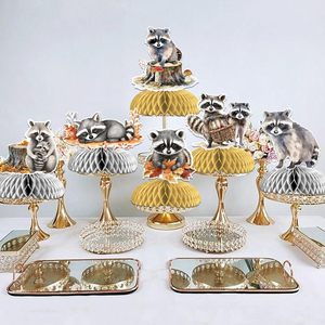 8 pièces de centres de table en nid d'abeille sur le thème du raton laveur, décorations de table pour <span class=keywords><strong>anniversaire</strong></span> et baby shower - Product Image 4