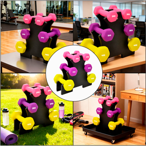 Nhà Máy Bán Buôn Tùy Chỉnh 6-Sided 12-Sided Tròn Hình Dạng Vinyl Tráng Quả Tạ Set Với Rack Cho Phòng Tập Thể Dục Tập Thể Dục Và Nhà Tập Thể Dục - Product Image 4