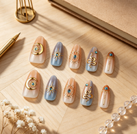 Faux ongles à presser French Cat Eye, style artisanal, motif serpent, strass 3D, luxe, en ABS, marque Jazzing, forme amande, 30 pièces