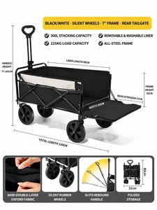 Carrito Plegable de Cuatro Ruedas para Exteriores, Carrito Pequeño para Niños, Carrito para Picnic y Campamento, Ruedas Giratorias, Ligero, para Viajes y Compras - Product Image 4