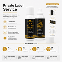 Spray de fusion de dentelle à logo personnalisé, séchage rapide, adhésif invisible pour perruques, fabricant de marque privée
