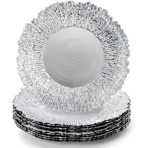 Platos Base de Plástico, Platos Base Decorativos Redondos Brillantes de 13 Pulgadas Reutilizables para Platos de Cena, Ideales para Bodas - Product Image 1