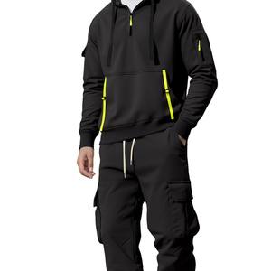 Conjunto de pantalones de trabajo <span class=keywords><strong>Carhartt</strong></span> para hombre, sudadera <span class=keywords><strong>con</strong></span> <span class=keywords><strong>capucha</strong></span> de moda <span class=keywords><strong>con</strong></span> cremallera y múltiples bolsillos, sudadera holgada de lana - Product Image 5