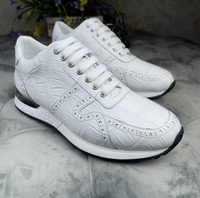 Chaussures de sport pour hommes en cuir de crocodile véritable de luxe, chaussures confortables pour la marche, baskets blanches tendance, chaussures décontractées pour hommes