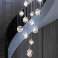 Lustre suspendu en forme de boule de cristal créatif post-moderne pour chambre à coucher, hôtel, escalier, lampe à LED suspendue