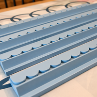 Ensemble de 4 supports en bois bleu festonné pour Mahjong, supports de tuiles incurvés de 50 cm avec 3 curseurs magnétiques