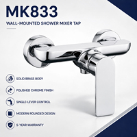 Mitigeur de douche sur pied en laiton massif chromé poli, monocommande chaud/froid, design contemporain pour salle de bain