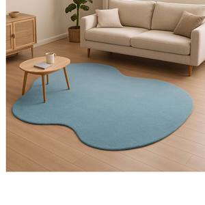 Tapis en laine fait main, forme de fosse, en laine tuftée sur mesure |   Tapis de sol bleu doux de style nordique pour chambre à coucher, décoration intérieure, cadeau - Product Image 1