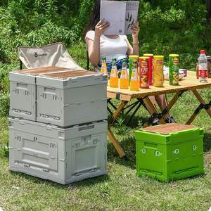 Boîte de rangement pliable pour le camping en plein air avec couvercle en bois 26L <span class=keywords><strong>60L</strong></span> Boîtes de rangement pliables multifonctionnelles en <span class=keywords><strong>plastique</strong></span> pour le camping - Product Image 3