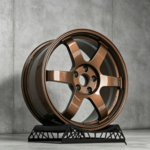 Jantes en alliage d'aluminium forgées TE37 du Japon, 17, 18, 19, 20 pouces, finition bronze, design à 6 branches profondes, pour voitures de course GT - Product Image 1