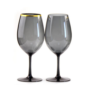 Verres à vin en plastique noir avec bordure en or, coupe à Champagne, De style plastique - Product Image 2