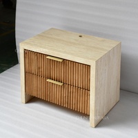 Table de chevet minimaliste moderne en bois massif table de chevet en travertin et calcaire tiroir convertible OEM ODM meubles de maison pour chambre à coucher