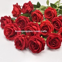 Seidenrosenblüte Einzelne Künstliche Blume für Hochzeit, Zuhause, Valentinstag, Außendekoration, Hochwertiger Strauß, Beflockte Wanddekoration, China