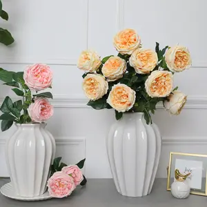 Hot-selling Decorative Table Decoration Flower Artificial Flower Real Touch Silk Pure Home Wedding White touch Rose Flower