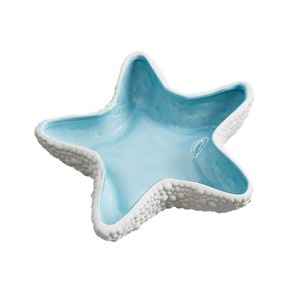 Cenicero de cerámica con interior azul y exterior blanco, diseño novedoso, decoración para el hogar, bandeja para cigarrillos sin humo, estilo oceánico - Product Image 4