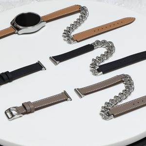 Pour Gatmin bracelet de montre 20mm en cuir véritable chaîne en métal Bracelet Double montre ceinture pour Garmin <span class=keywords><strong>forerunner</strong></span> 245 bracelet - Product Image 6