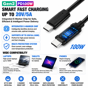 Cable USB C a USB C LUNG KAY de 100W, 10Gbps USB 3.2 Gen 2, 5A PD, Carga Rápida, Cable TPE para Laptop, SSD, Auriculares VR - Product Image 2