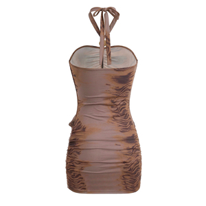 Viviblook D26DS084 Women Summer Sleeveless Dress Sexy New Print Retro Halter Bodycon Mini Dress - Product Image 6